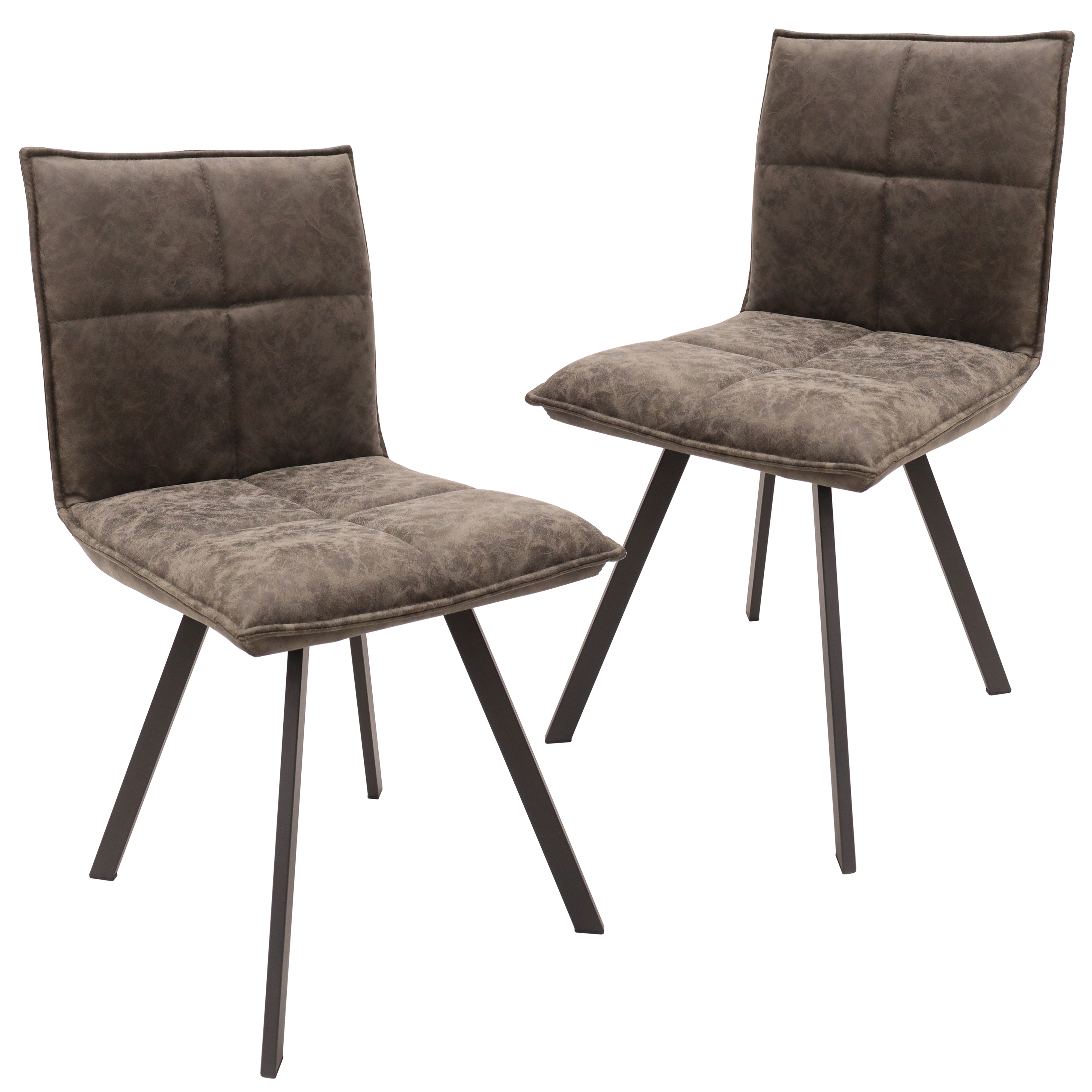 Wesley Modern Leather Dining Chair With Metal Legs Set of 2