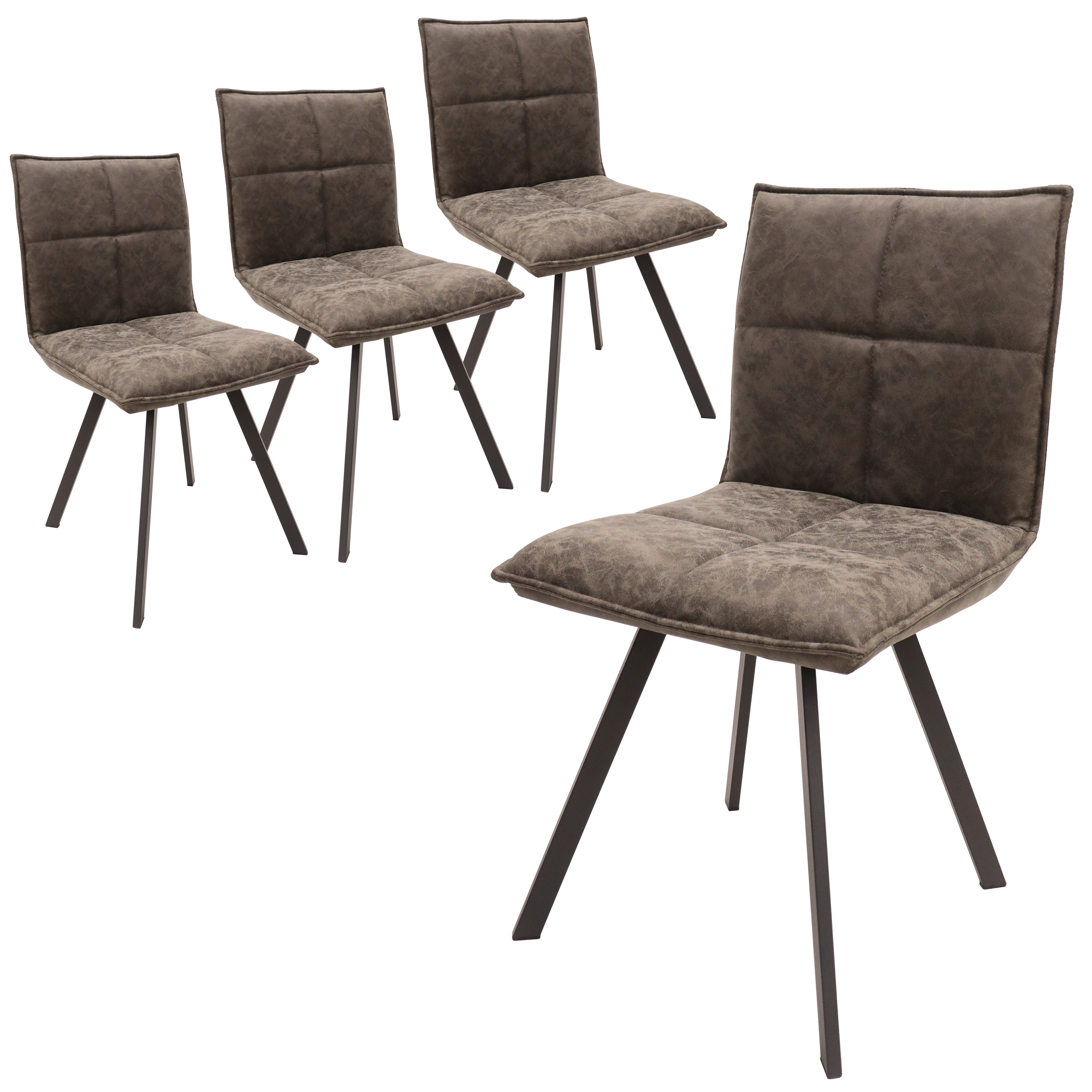 Wesley Modern Leather Dining Chair With Metal Legs Set of 4