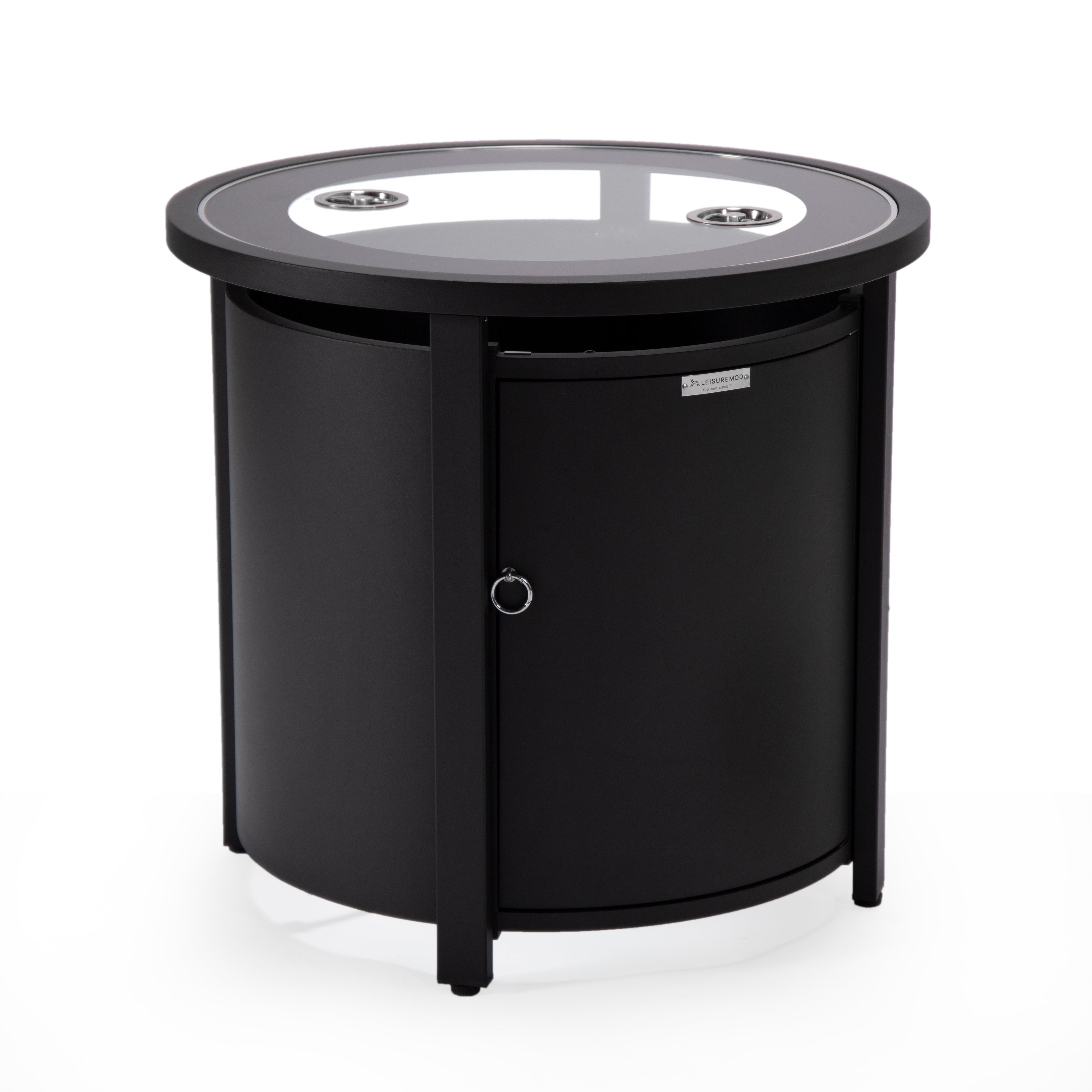 Walbrooke Black Patio Round Tank Holder in Black