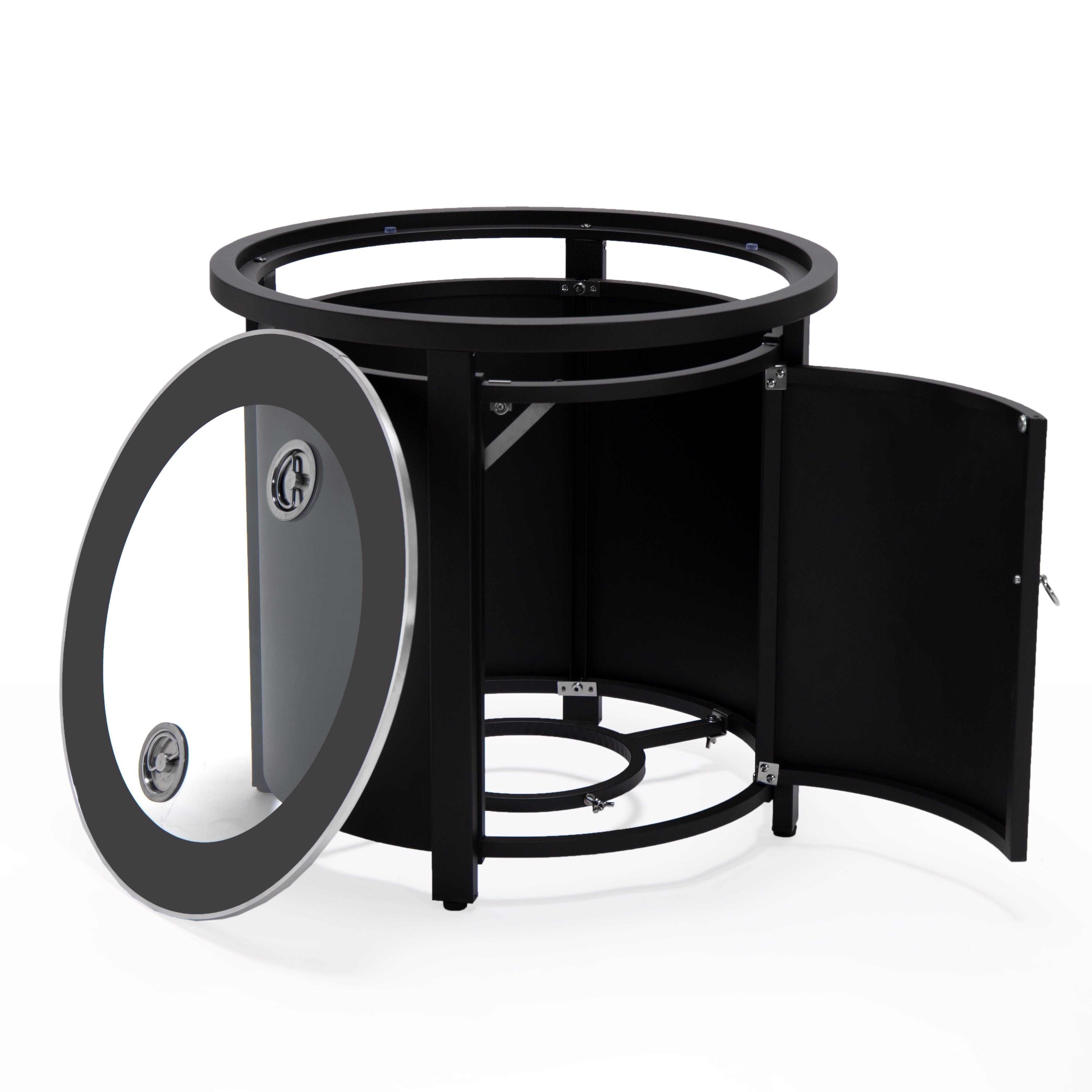 Walbrooke Black Patio Round Tank Holder in Black