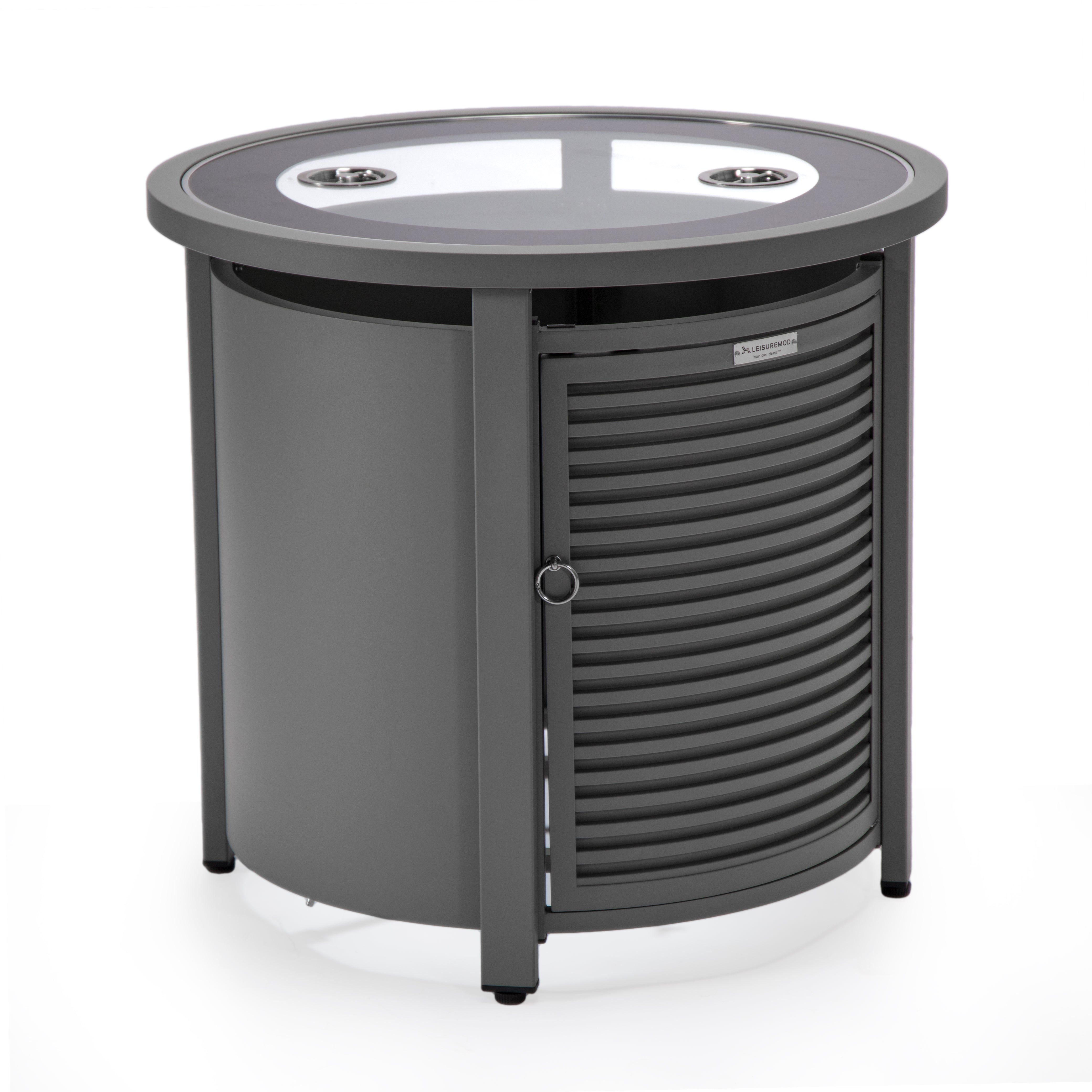 Walbrooke Black Patio Round Tank Holder with Slats Design in Black