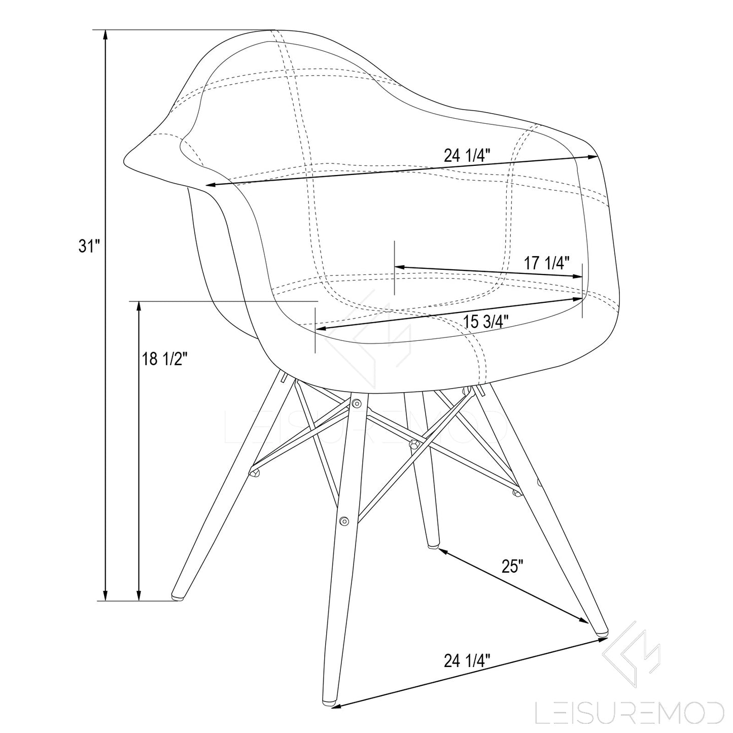 Lewie Eiffel Accent Chair - Metal Base Set of 2