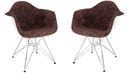 Lewie Velvet Eiffel Accent Chair - Metal Base Set of 2