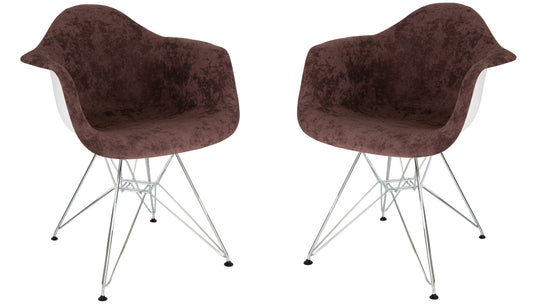 Lewie Velvet Eiffel Accent Chair - Metal Base Set of 2