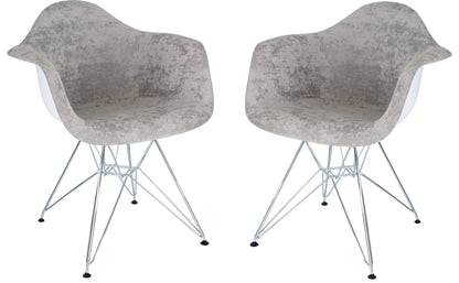 Lewie Velvet Eiffel Accent Chair - Metal Base Set of 2