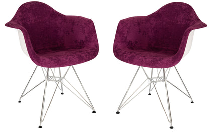 Lewie Velvet Eiffel Accent Chair - Metal Base Set of 2