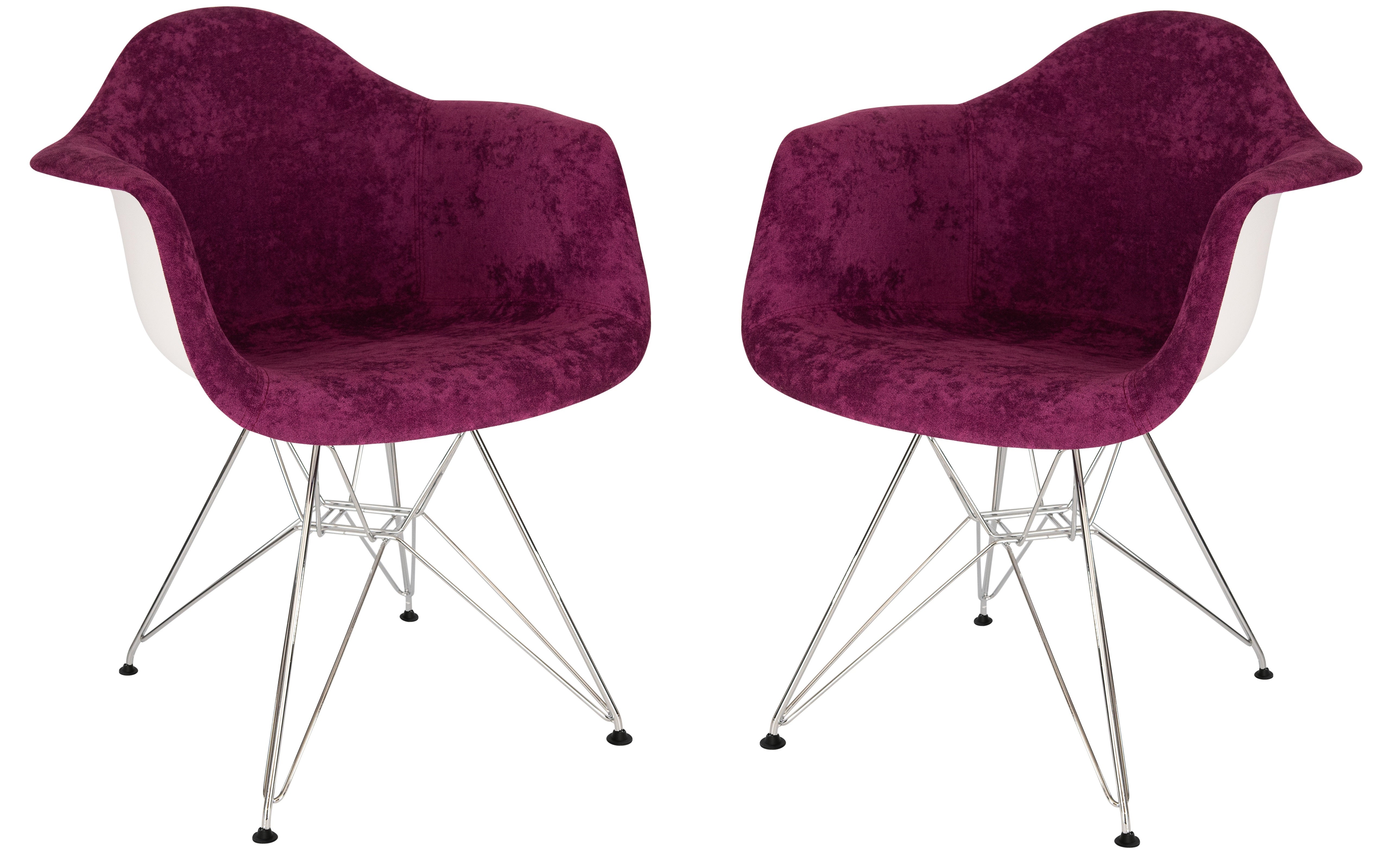 Lewie Velvet Eiffel Accent Chair - Metal Base Set of 2