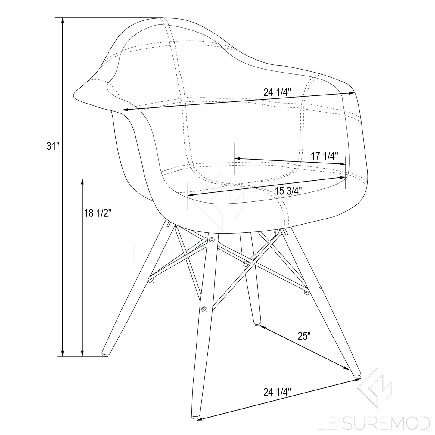 Lewie Velvet Eiffel Accent Chair - Metal Base