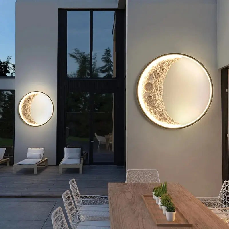 Modern Outdoor Moon Wall Light