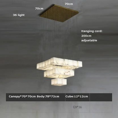 White Marble LED Cube Chandelier 7/9/18/25/36 Light