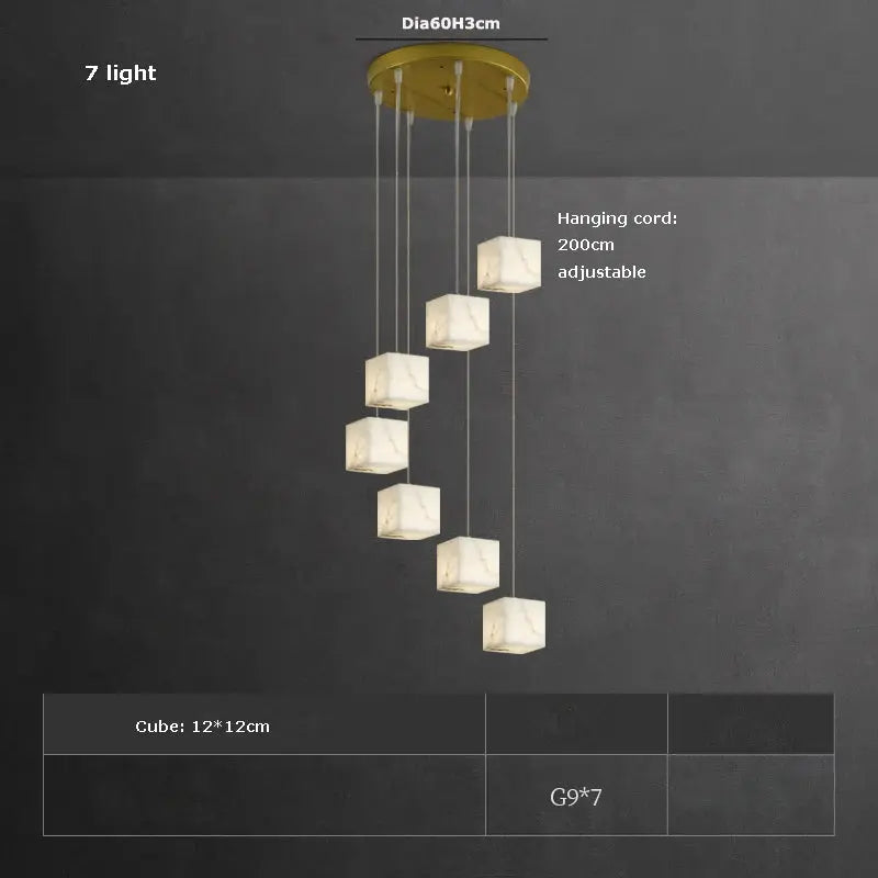 White Marble LED Cube Chandelier 7/9/18/25/36 Light