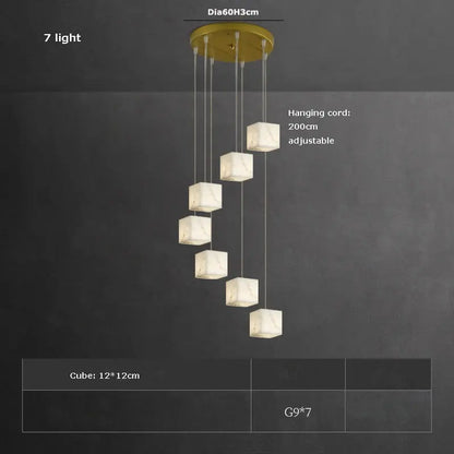 White Marble LED Cube Chandelier 7/9/18/25/36 Light