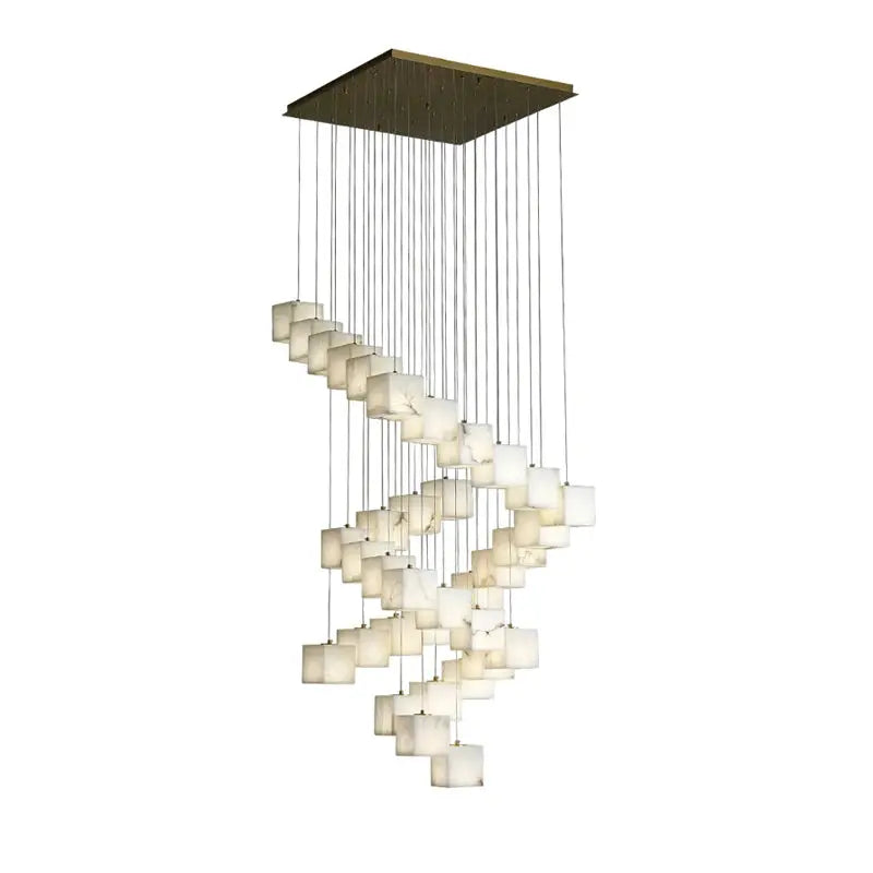 White Marble LED Cube Chandelier 7/9/18/25/36 Light