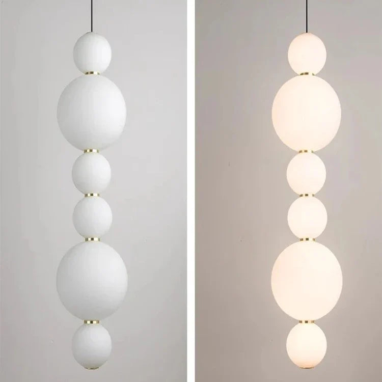 White Multi Globe Pendant Light for Staircase & High Ceiling