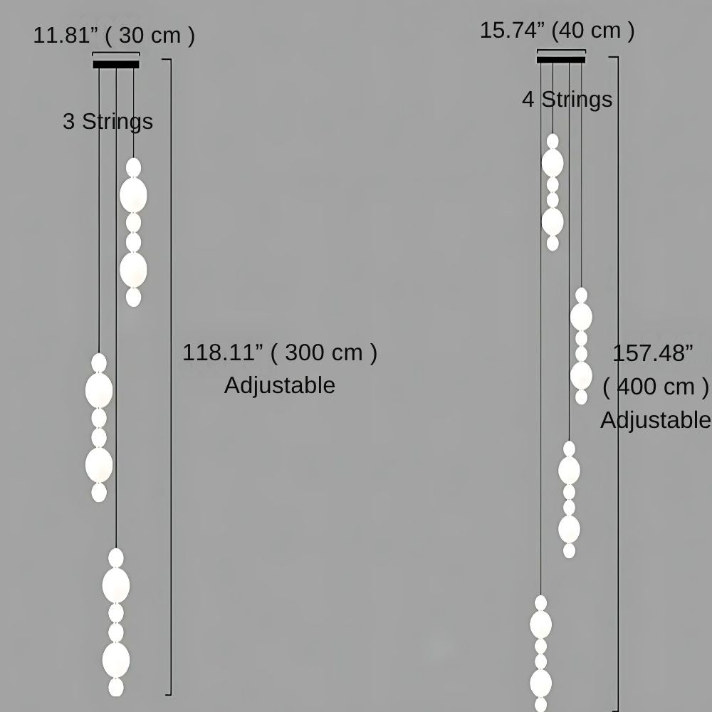 White Multi Globe Pendant Light for Staircase & High Ceiling