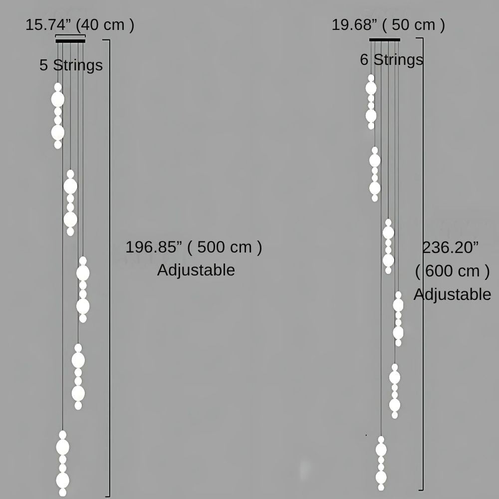 White Multi Globe Pendant Light for Staircase & High Ceiling