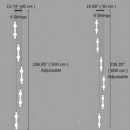 White Multi Globe Pendant Light for Staircase & High Ceiling