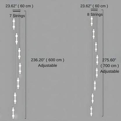 White Multi Globe Pendant Light for Staircase & High Ceiling