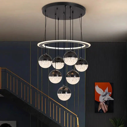 7-Light Cluster Ceiling Chandelier Light Black/White