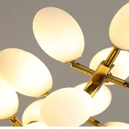 White and Gold Leaf Chandelier for Living Room