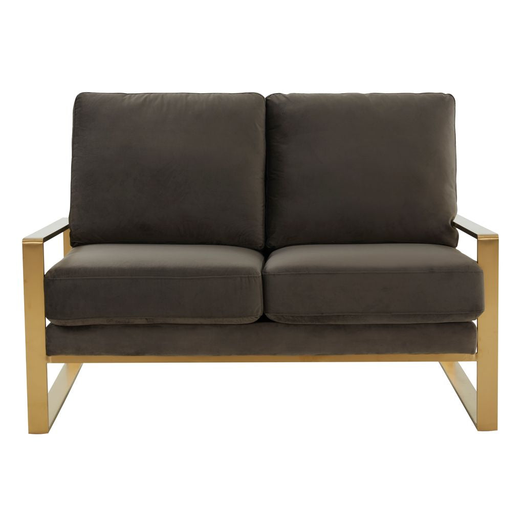 Emil Velvet Loveseat - Gold Frame