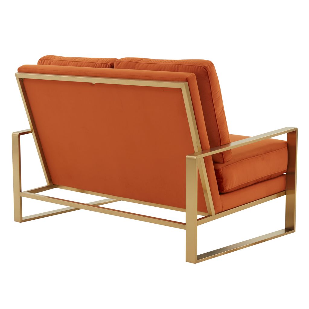 Emil Velvet Loveseat - Gold Frame