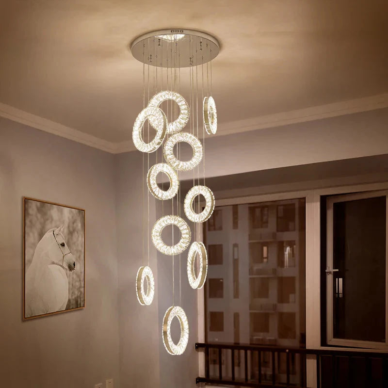 Yasmin Dimmable Crystal Ring Ceiling Light for Staircase