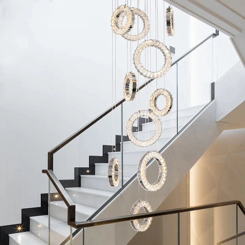 Yasmin Dimmable Crystal Ring Ceiling Light for Staircase
