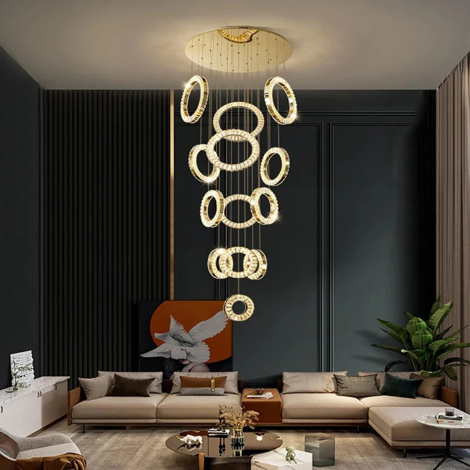 Yasmin Dimmable Crystal Ring Ceiling Light for Staircase