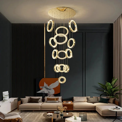 Yasmin Dimmable Crystal Ring Ceiling Light for Staircase