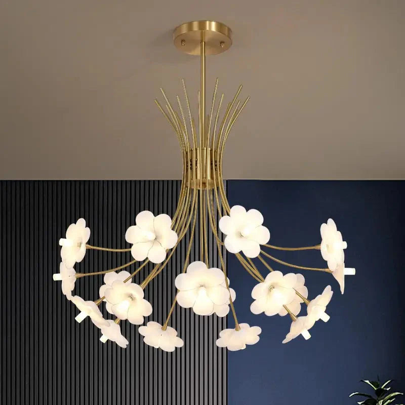 Classic Modern Copper Glass Flower Chandelier