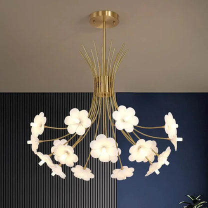 Classic Modern Copper Glass Flower Chandelier