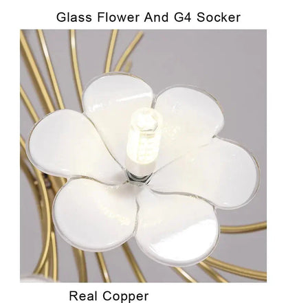 Classic Modern Copper Glass Flower Chandelier