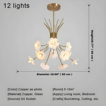 Classic Modern Copper Glass Flower Chandelier
