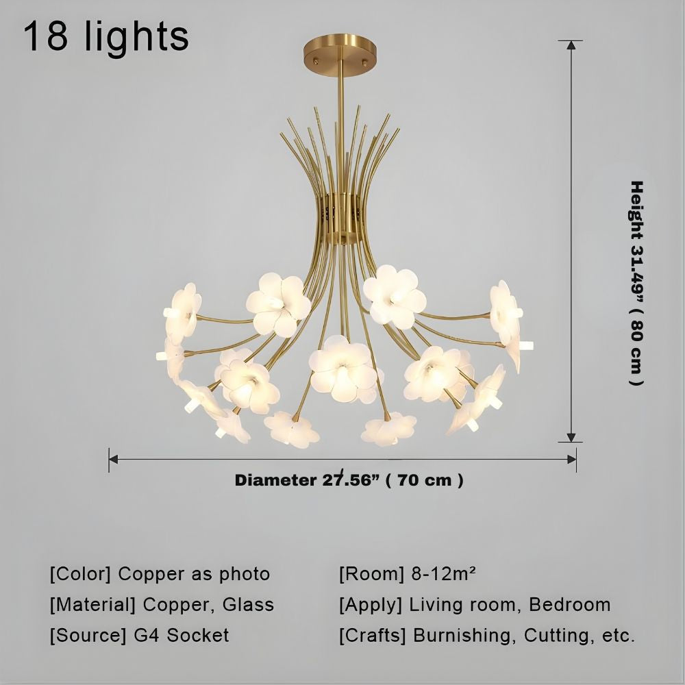 Yelis Modern Copper Glass Flower Chandelier