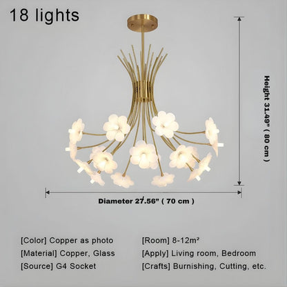 Classic Modern Copper Glass Flower Chandelier