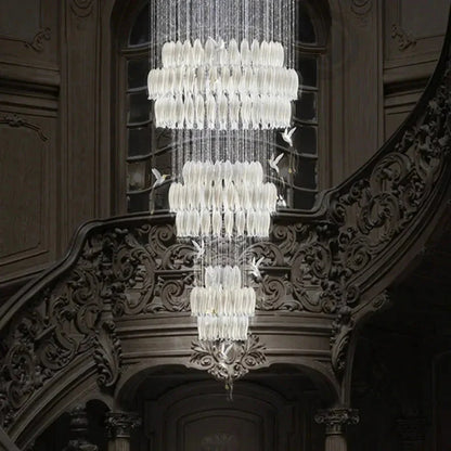 Yina White Ceramic Tulip Chandelier For Staircase