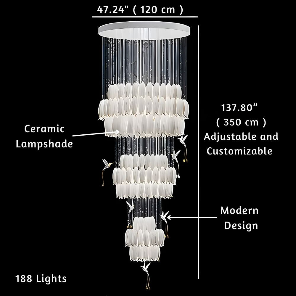 Modern White Ceramic Tulip Chandelier For Staircase