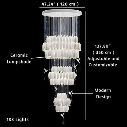Modern White Ceramic Tulip Chandelier For Staircase