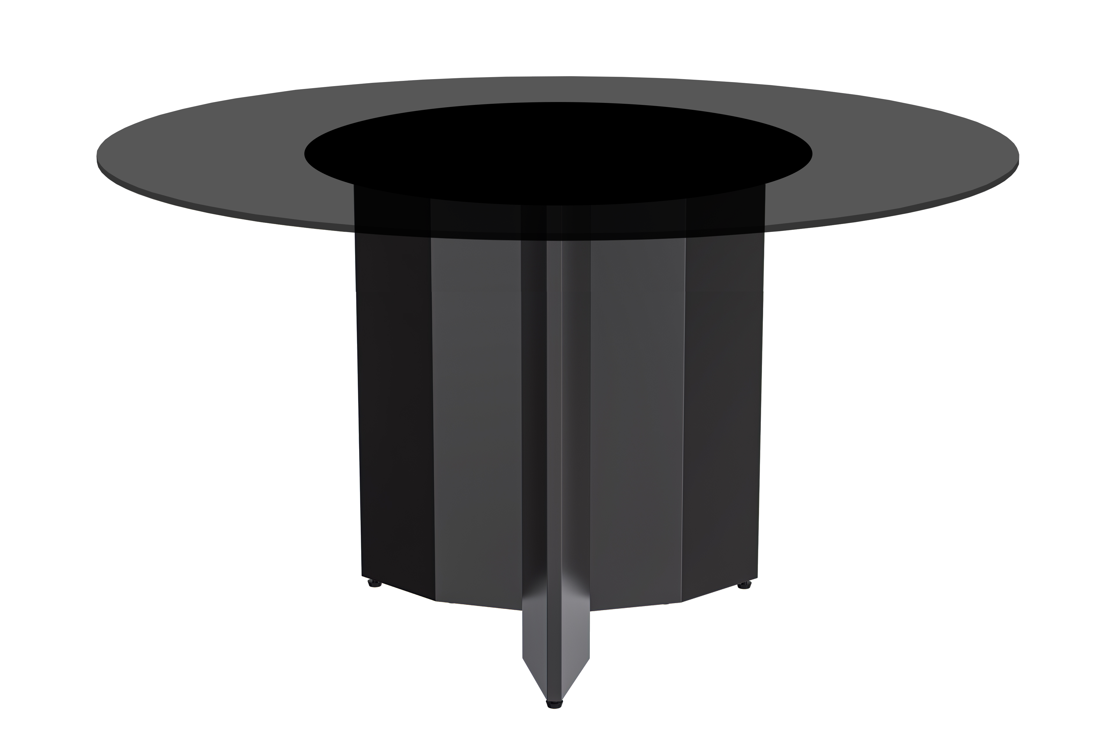 Zevro Series Round Dining Table Black Base with 60 Round BLack Glass Top