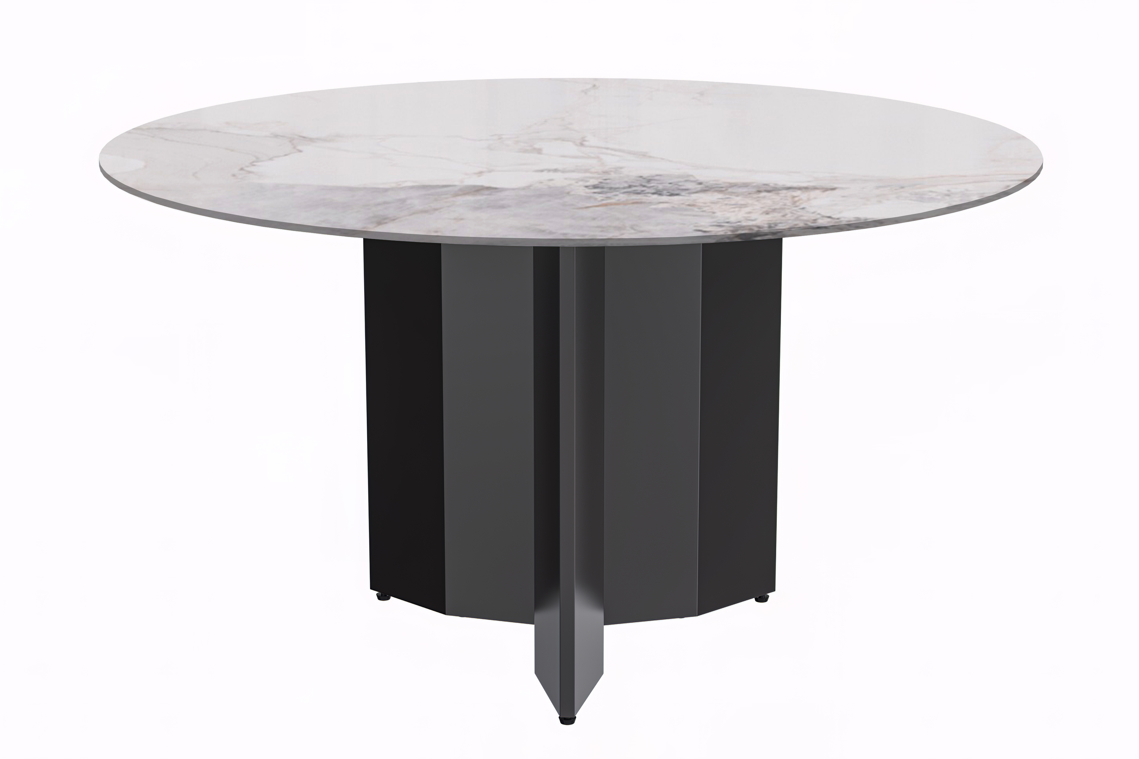 Zevro Series Round Dining Table Black Base with 60 Round BLack Glass Top