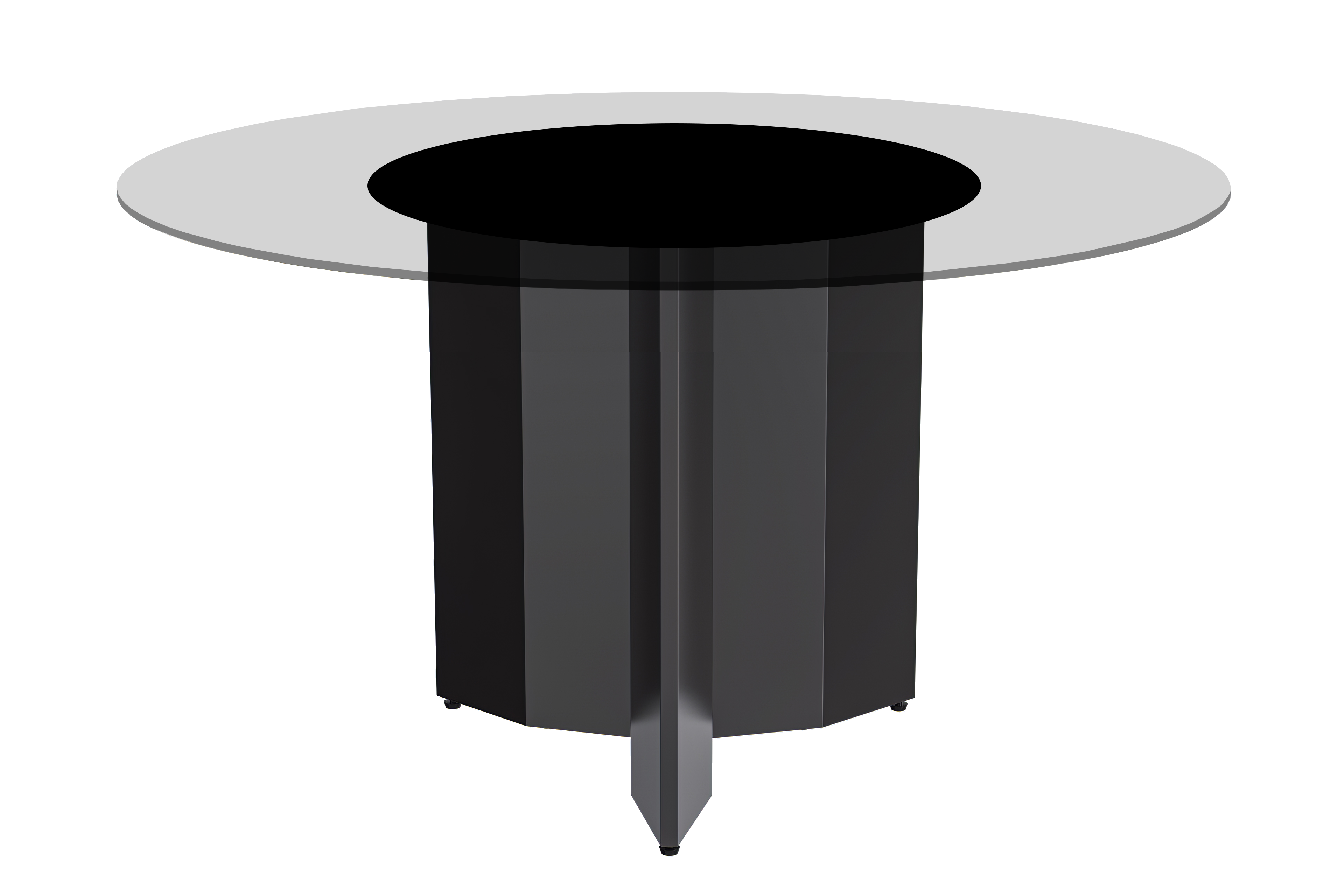 Zevro Series Round Dining Table Black Base with 60 Round BLack Glass Top