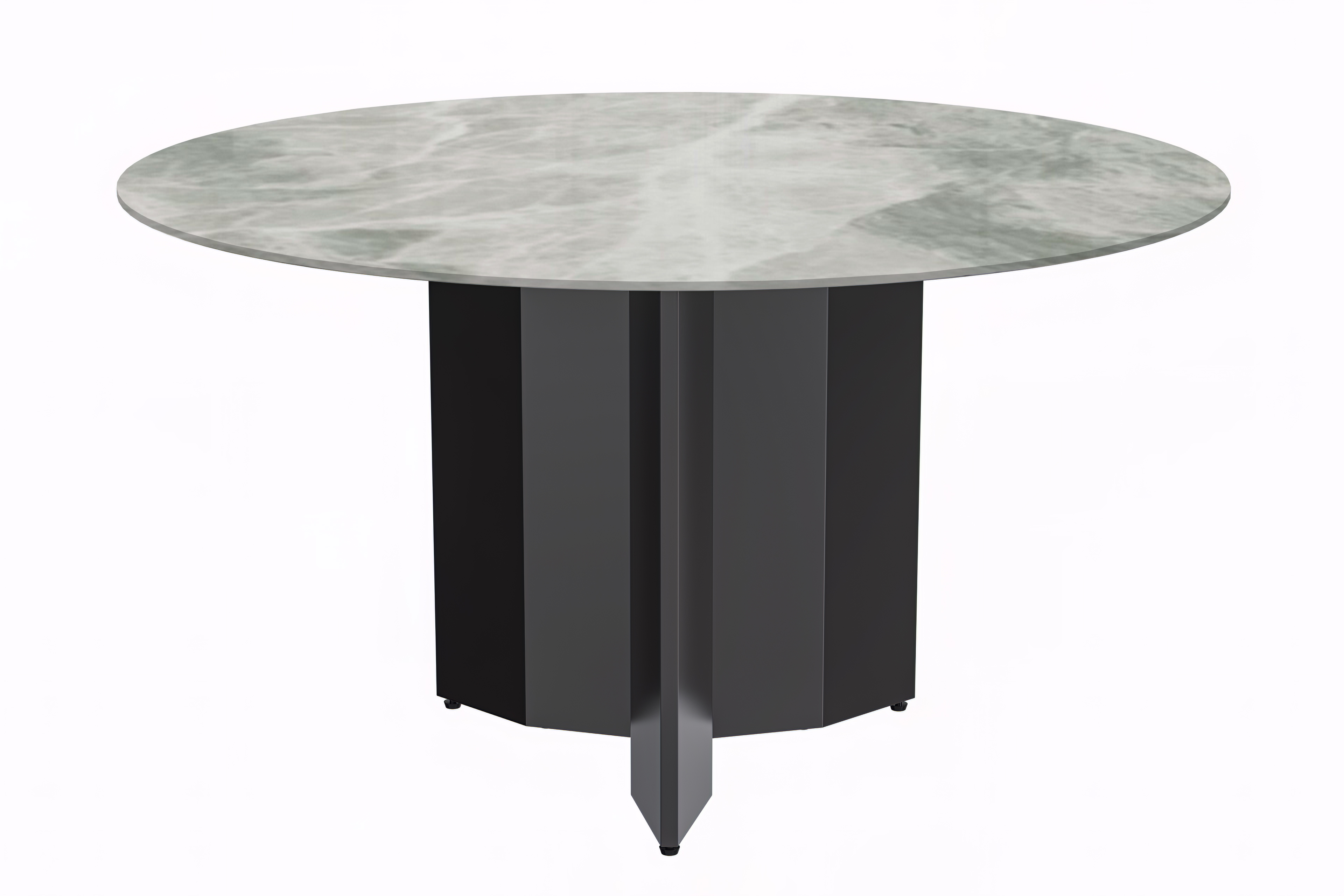 Zevro Series Round Dining Table Black Base with 60 Round BLack Glass Top