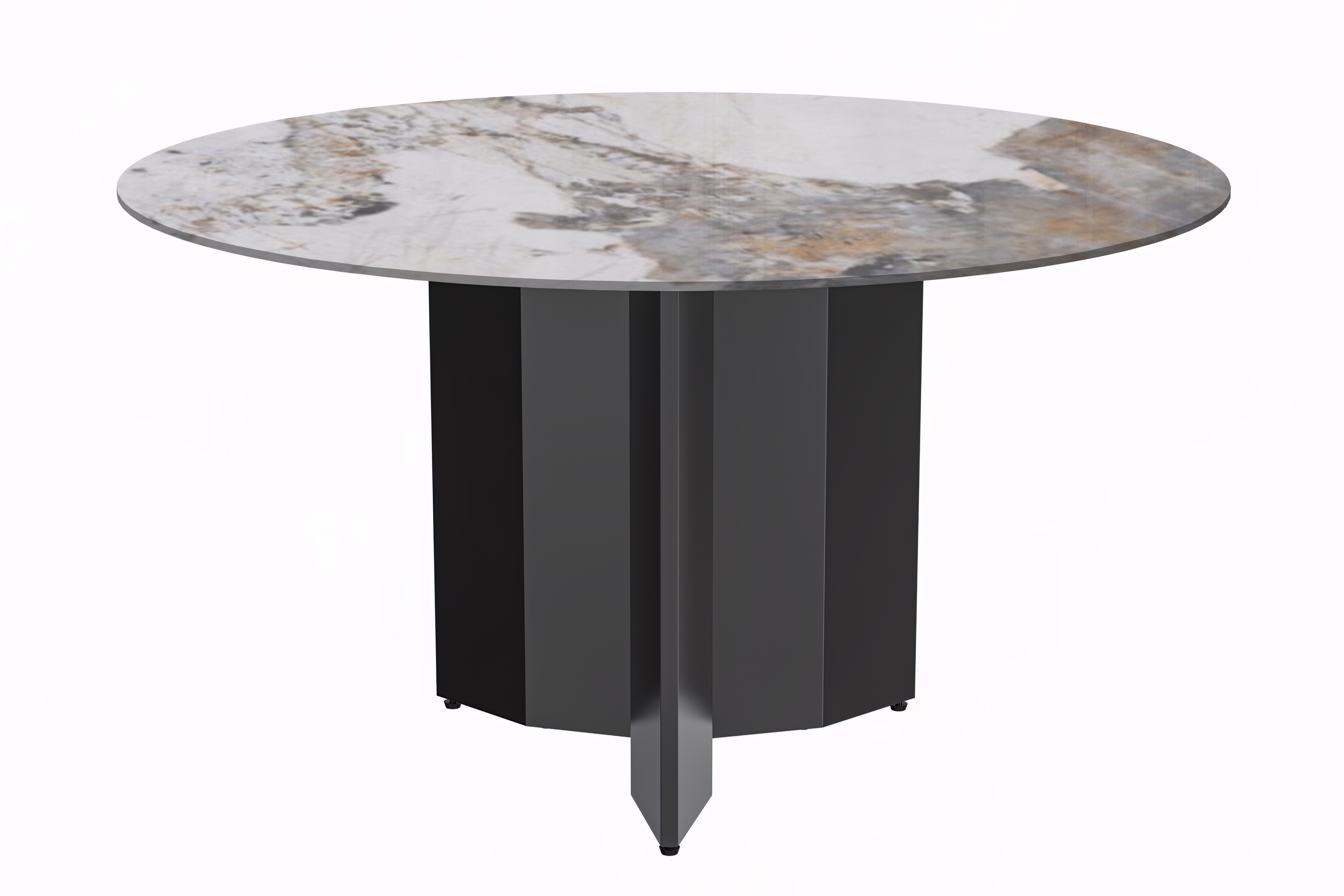 Zevro Series Round Dining Table Black Base with 60 Round BLack Glass Top