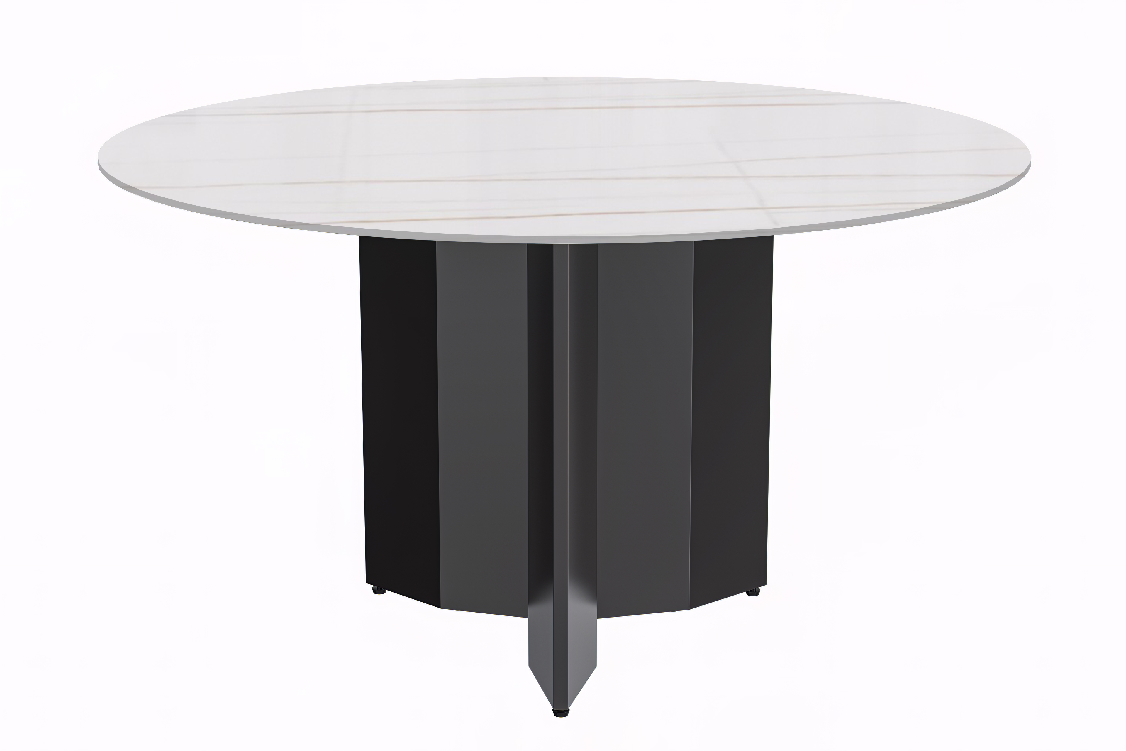 Zevro Series Round Dining Table Black Base with 60 Round BLack Glass Top