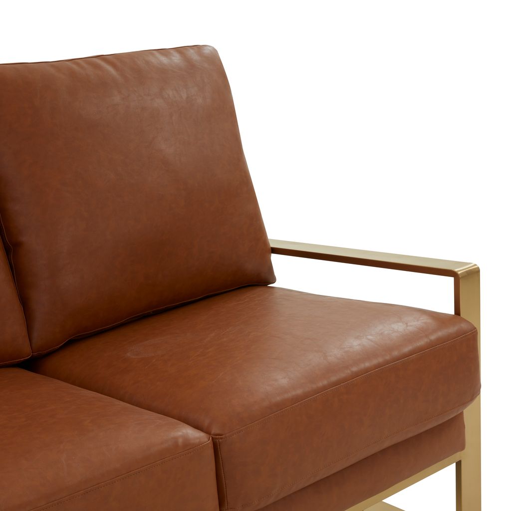 Emil Leather Sofa - Gold Frame