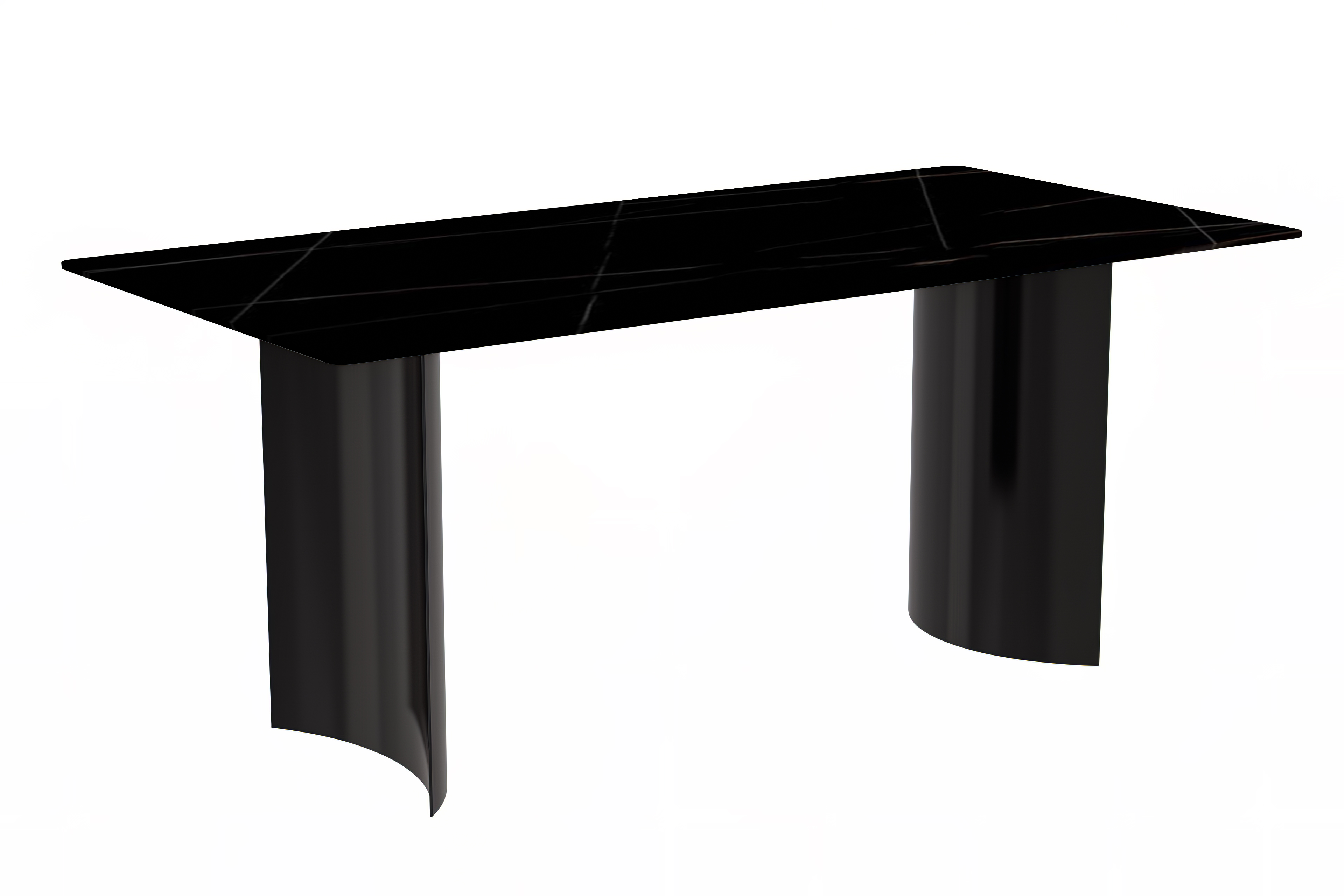 Zara Series Modern Dining Table Black Stainless Steel Base, With 55 Black/Gold Sintered Stone Top