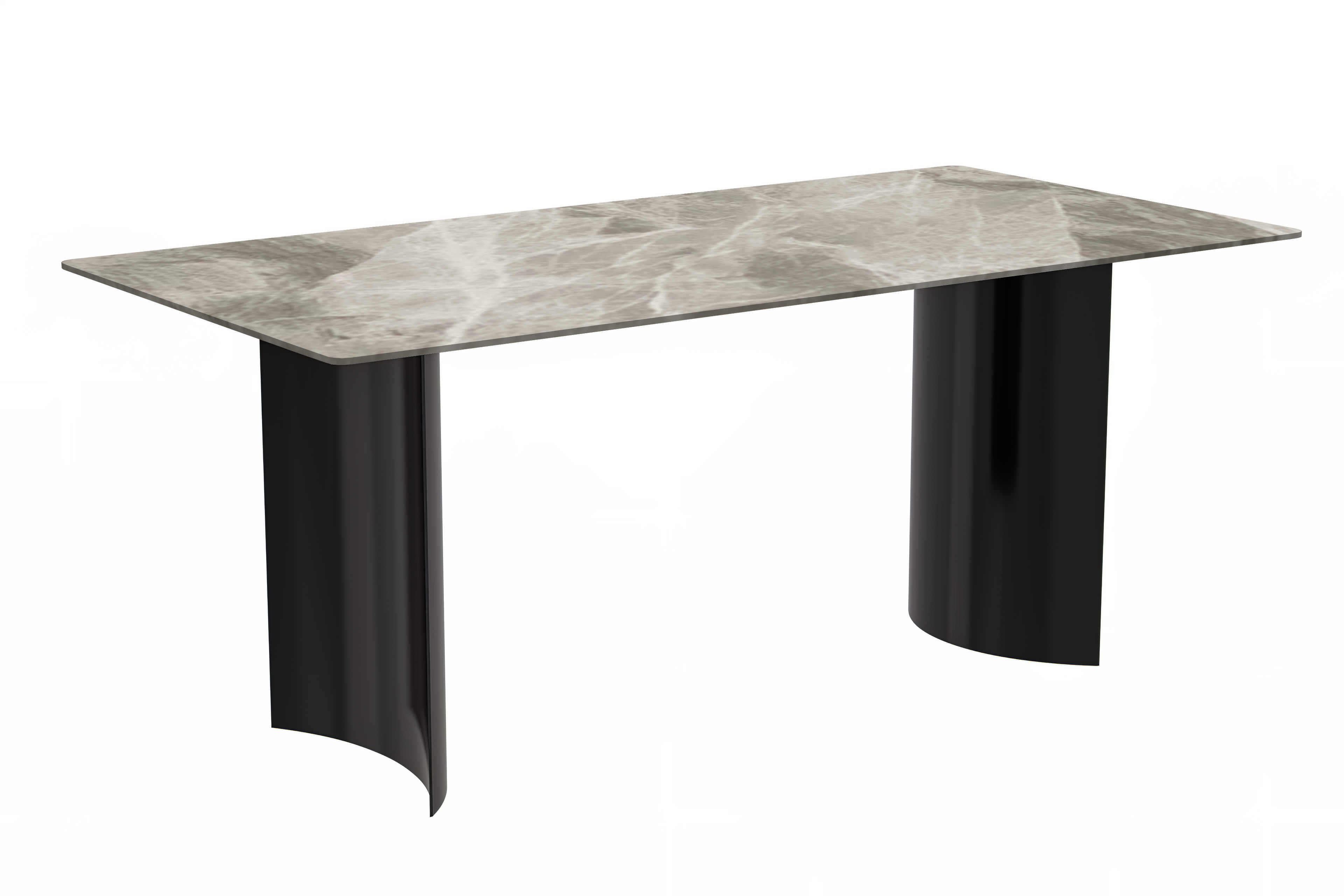 Zara Series Modern Dining Table Black Stainless Steel Base, With 55 Deep Grey Sintered Stone Top