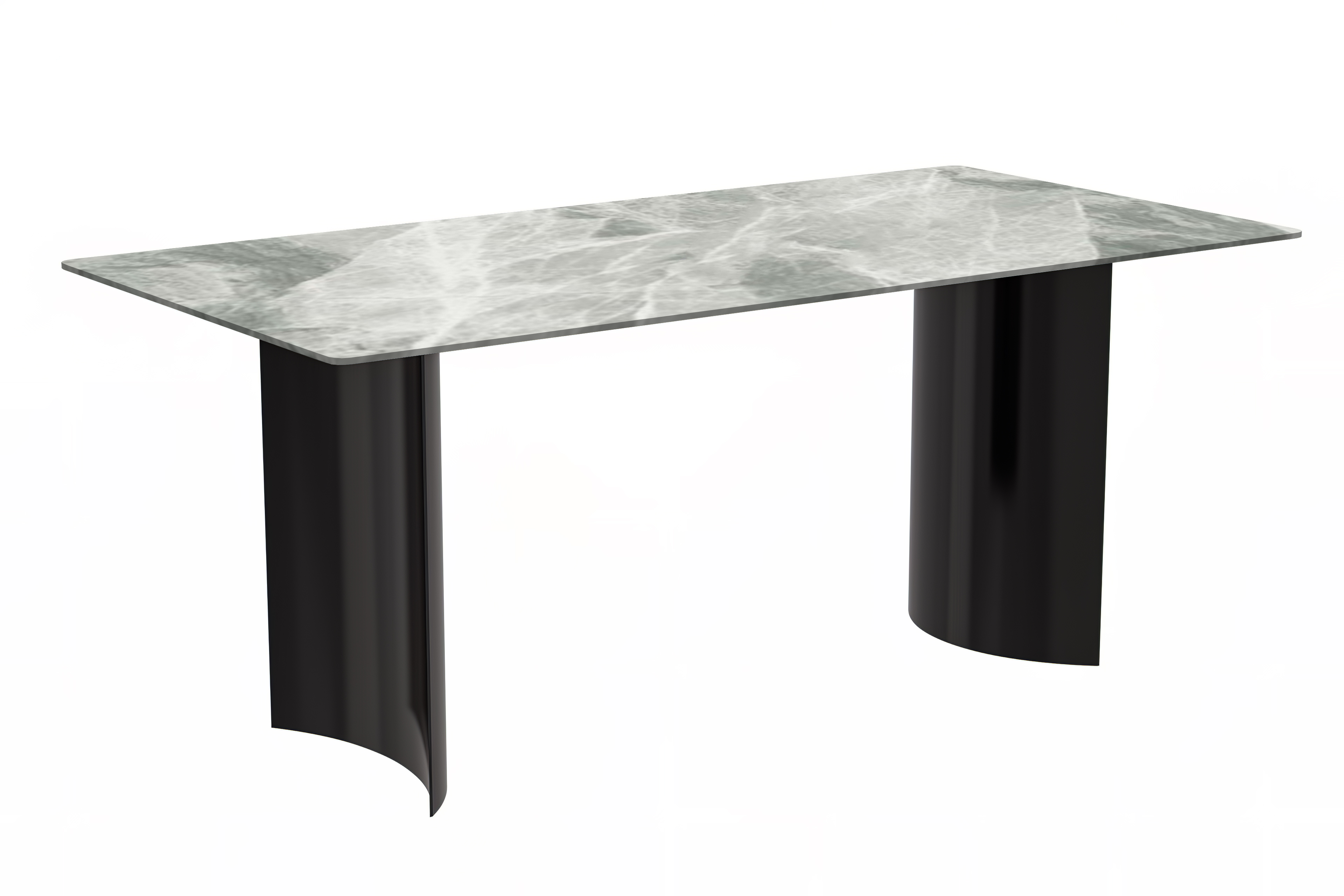 Zara Series Modern Dining Table Black Stainless Steel Base, With 55 Light Grey Sintered Stone Top