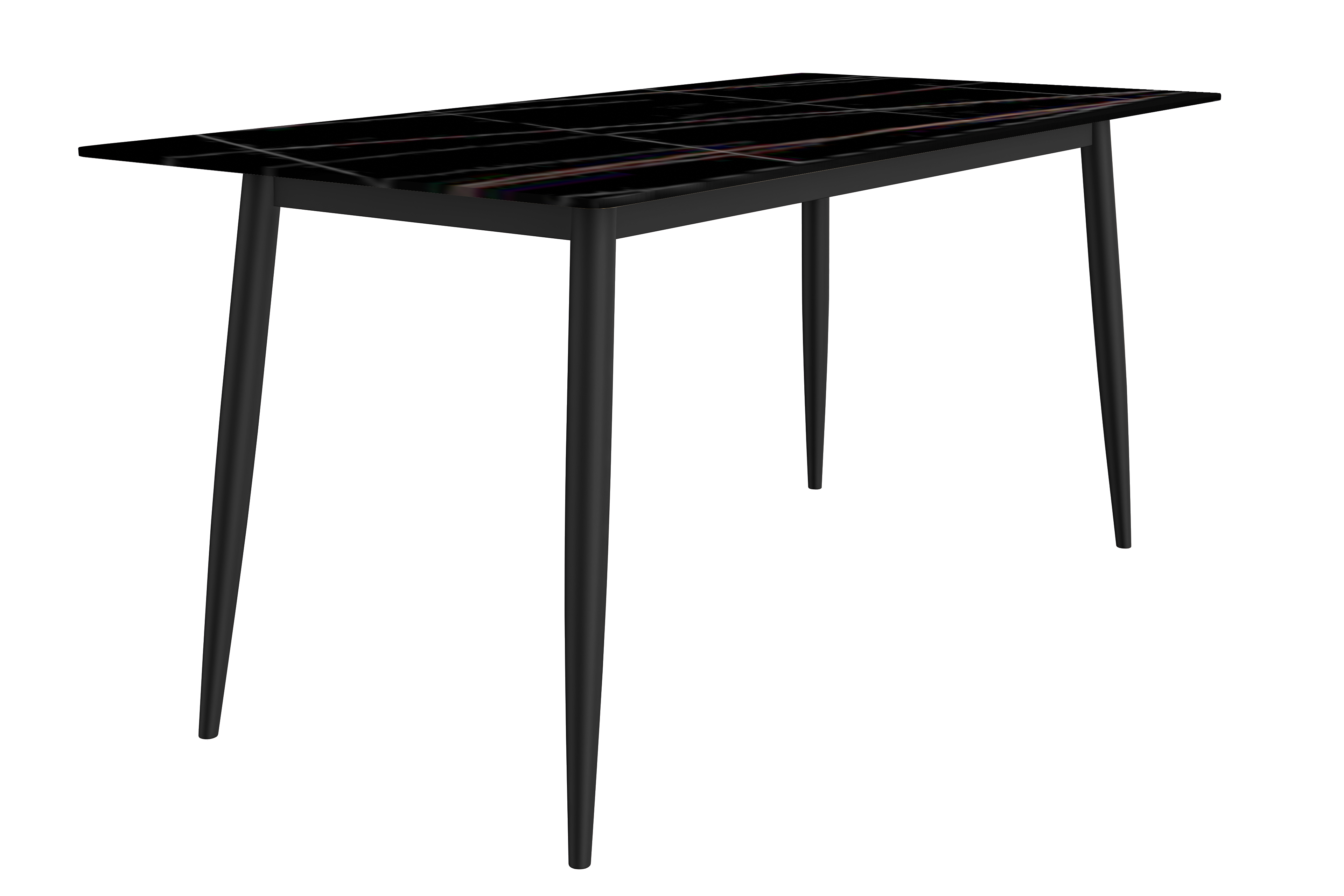 Zayle Series Modern Dining Table Black Base, With 55 Black/Gold Sintered Stone Top